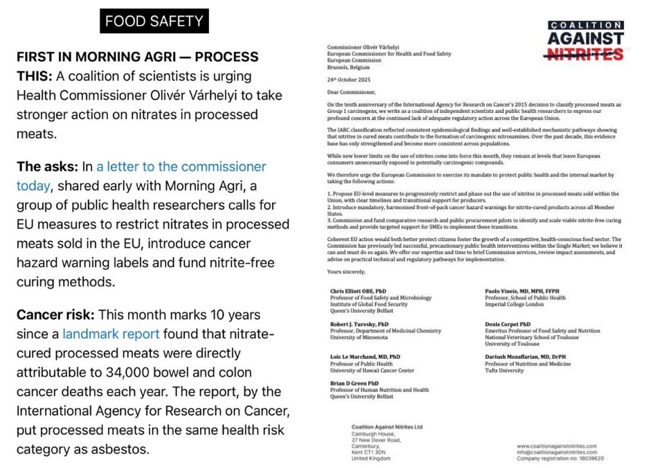 Politico Europe: European Commission under pressure to go further and faster on nitrite limits